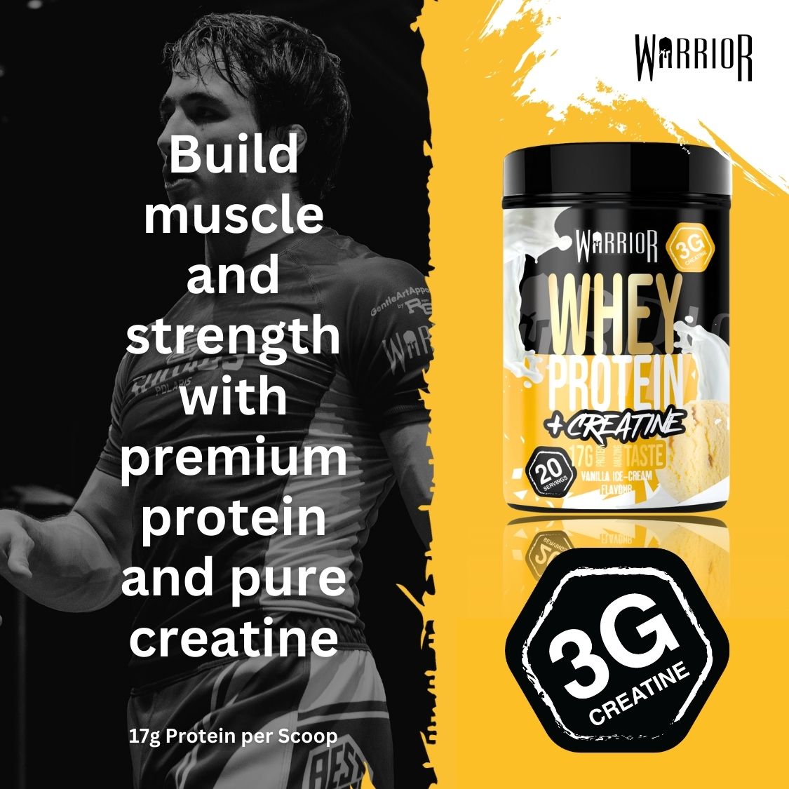 Warrior Whey Protein Plus Creatine | 500g Tubs | 20 Servings