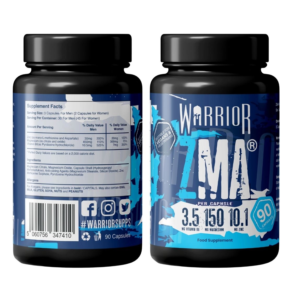 Warrior ZMA Supplement – 90 Capsules