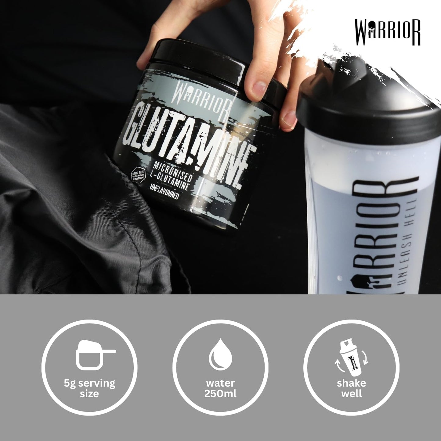Warrior Glutamine Powder - 300g (60 Servings) & 500g Tubs (100 Servings)