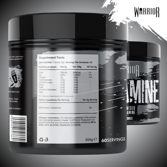 Warrior Glutamine Powder - 300g (60 Servings) & 500g Tubs (100 Servings)
