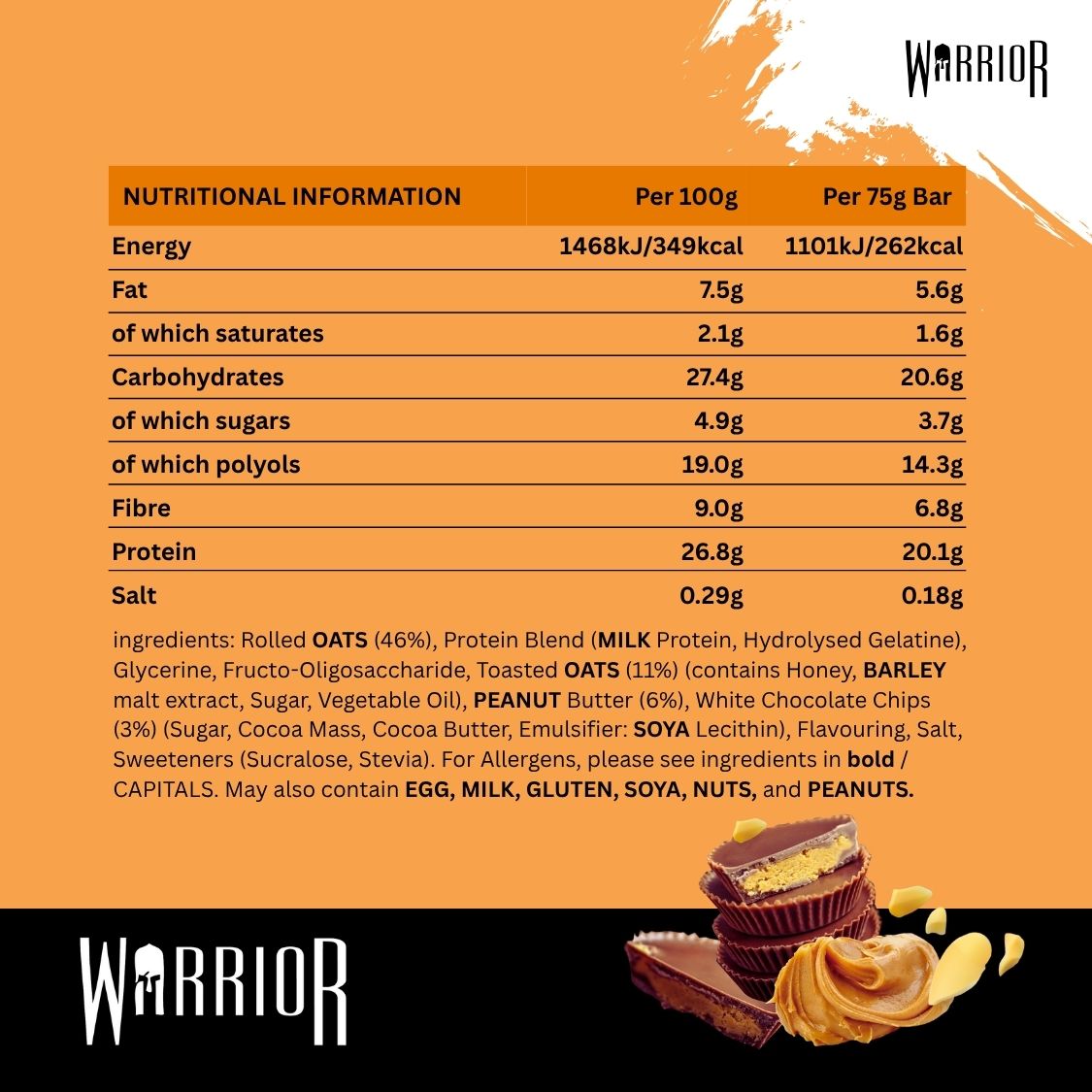 Warrior RAW Protein Bar - 12 x 75g Bars