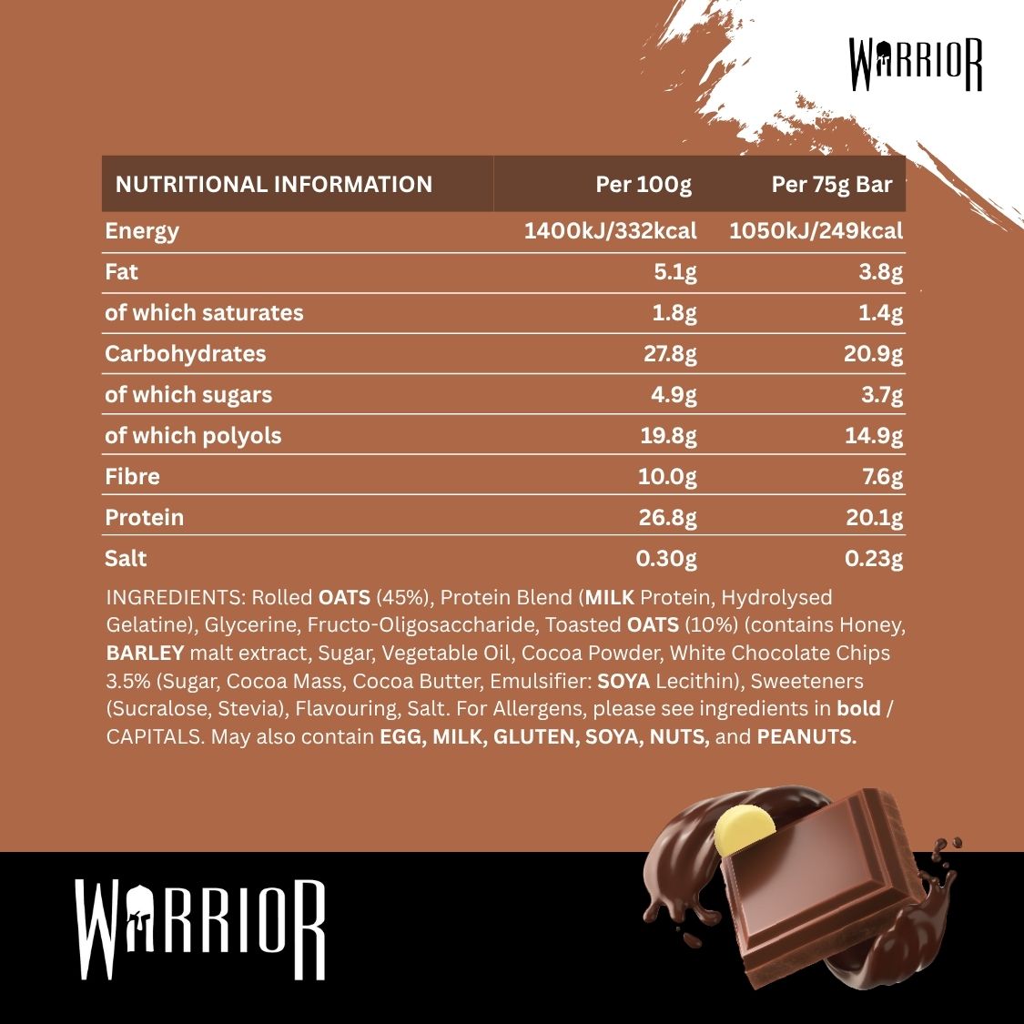 Warrior RAW Protein Bar - 12 x 75g Bars