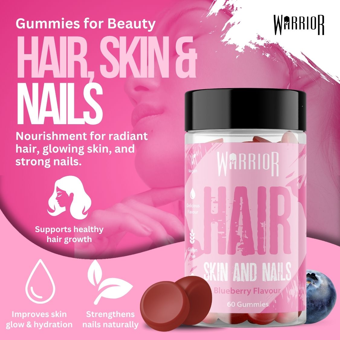 Warrior Hair Skin and Nails Gummies - 60 Gummies