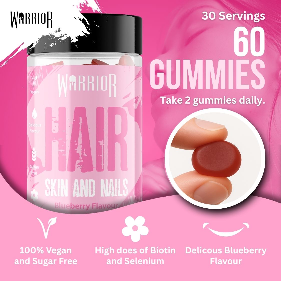 Warrior Hair Skin and Nails Gummies - 60 Gummies