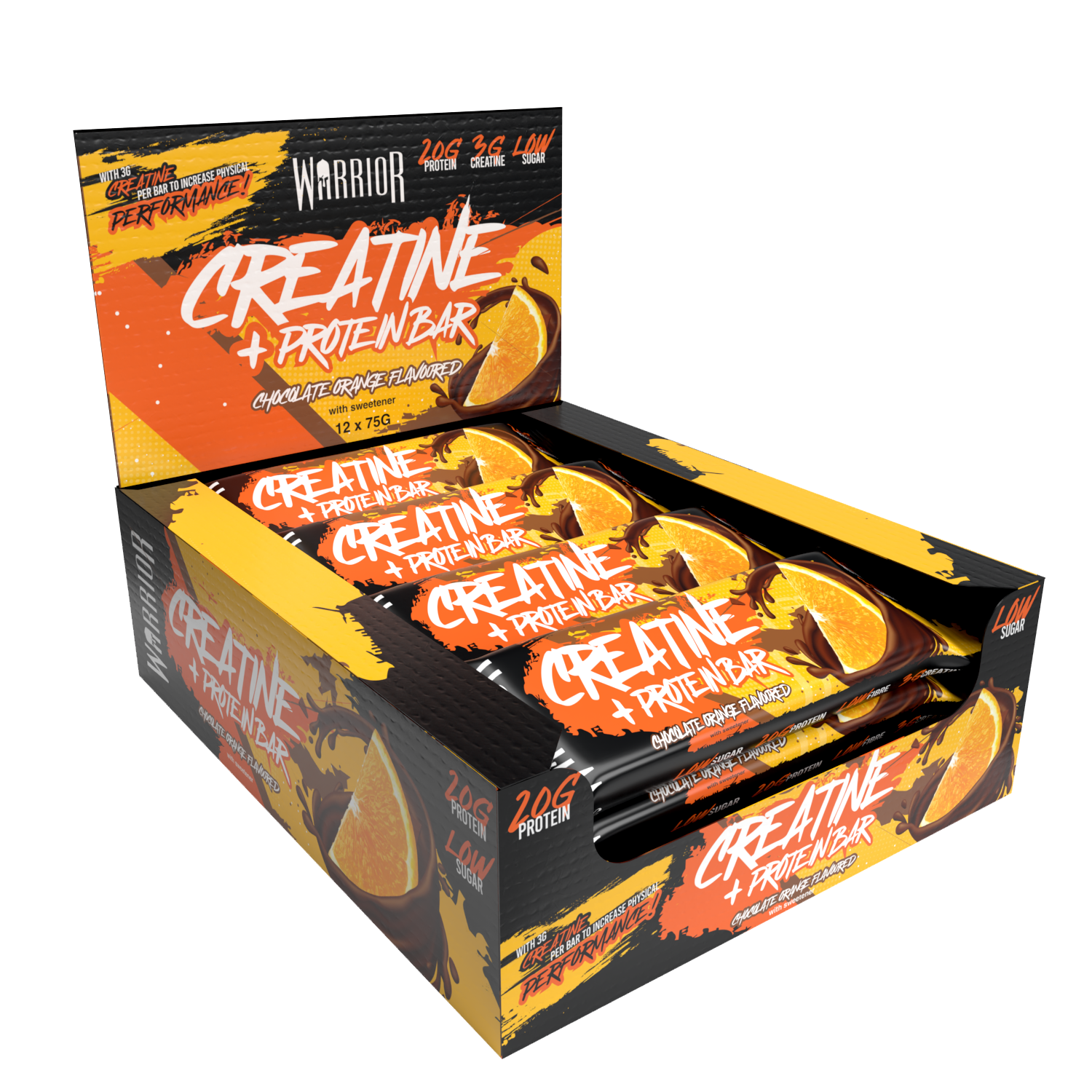 Warrior Creatine Protein Bars - 12 Bars - Strength + Muscle + Recovery