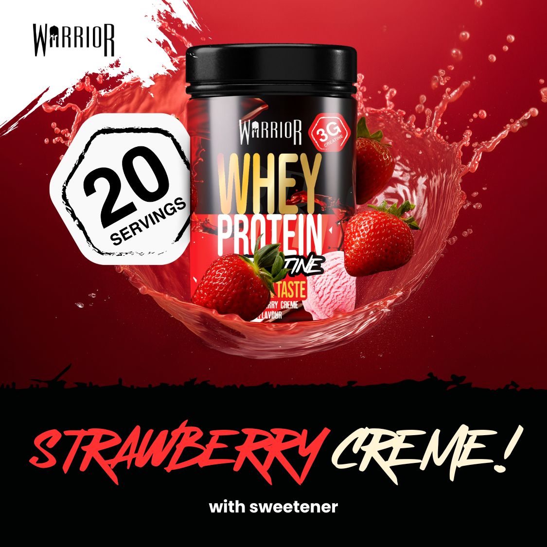 Warrior Whey Protein Plus Creatine | 500g Tubs | 20 Servings