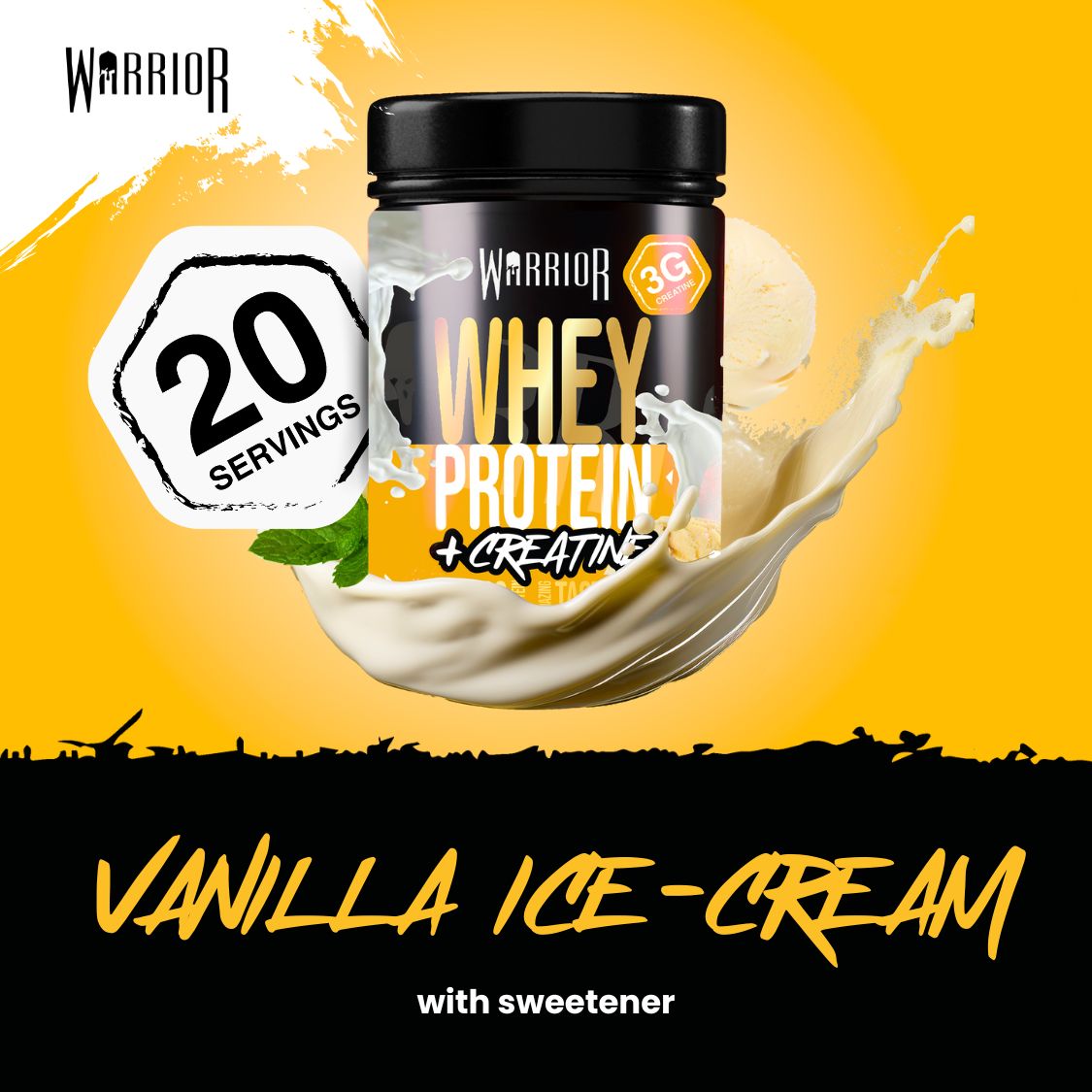 Warrior Whey Protein Plus Creatine | 500g Tubs | 20 Servings