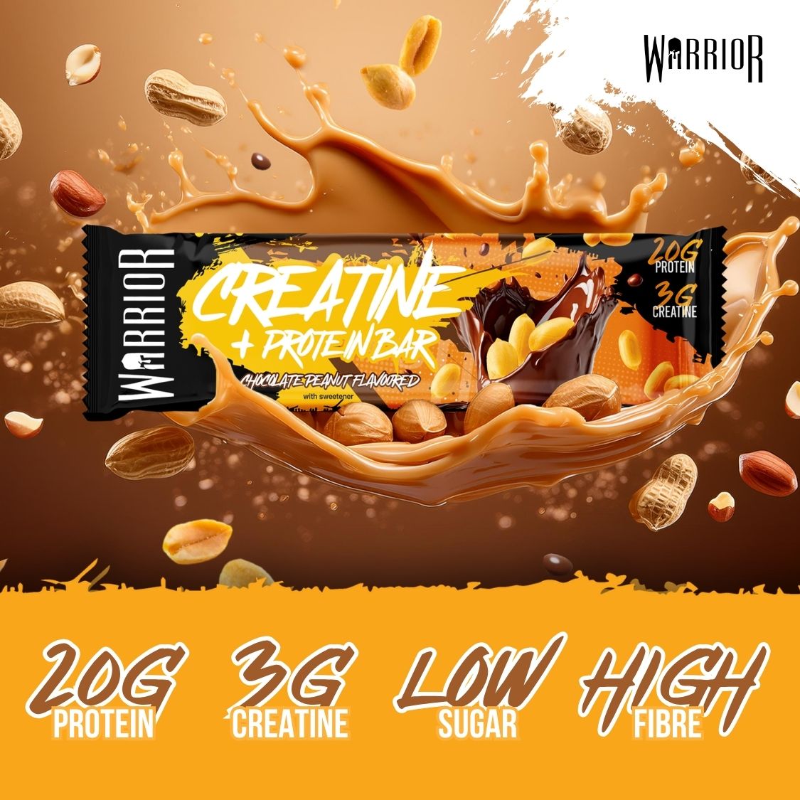 Warrior Creatine Protein Bars - 12 Bars - Strength + Muscle + Recovery
