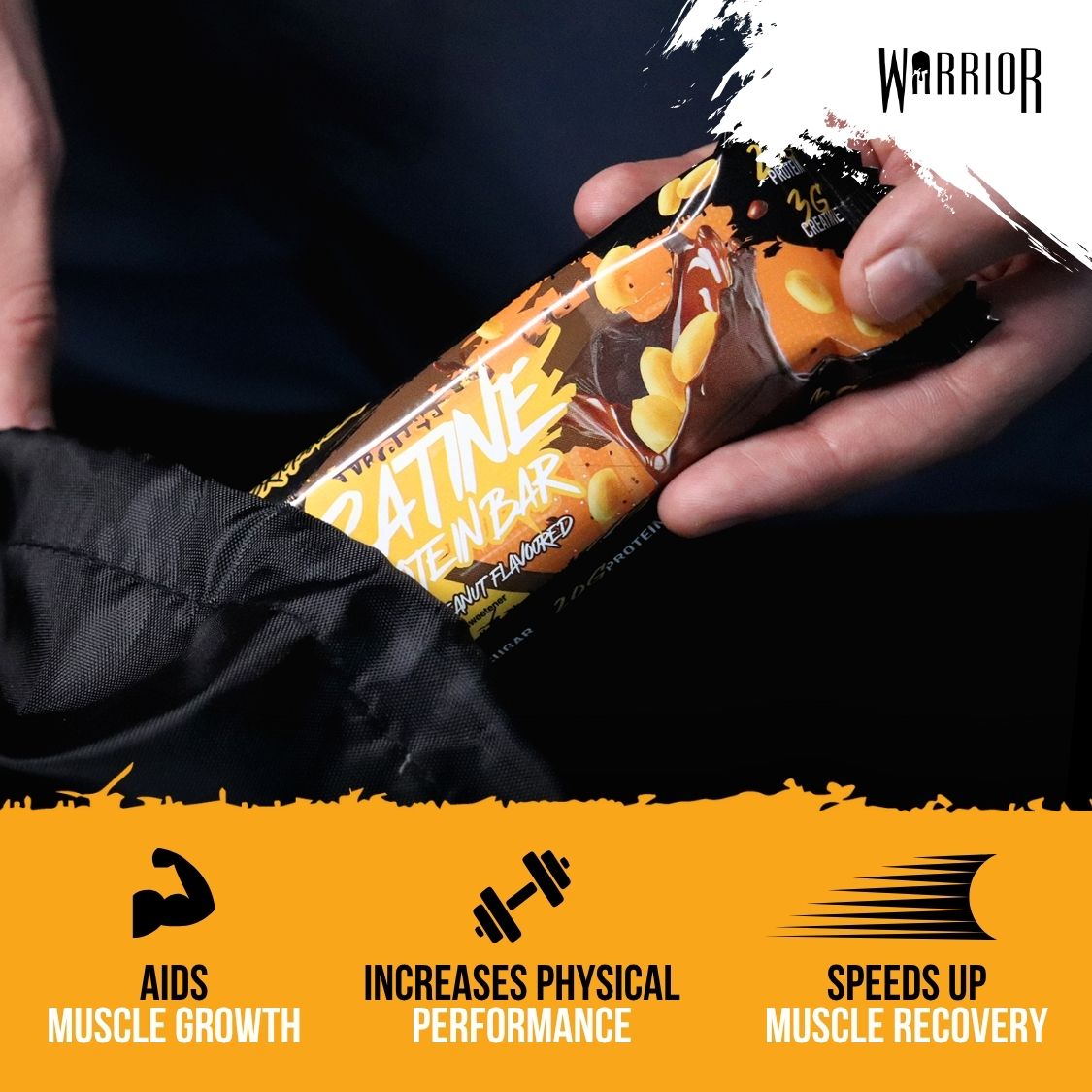 Warrior Creatine Protein Bars - 12 Bars - Strength + Muscle + Recovery
