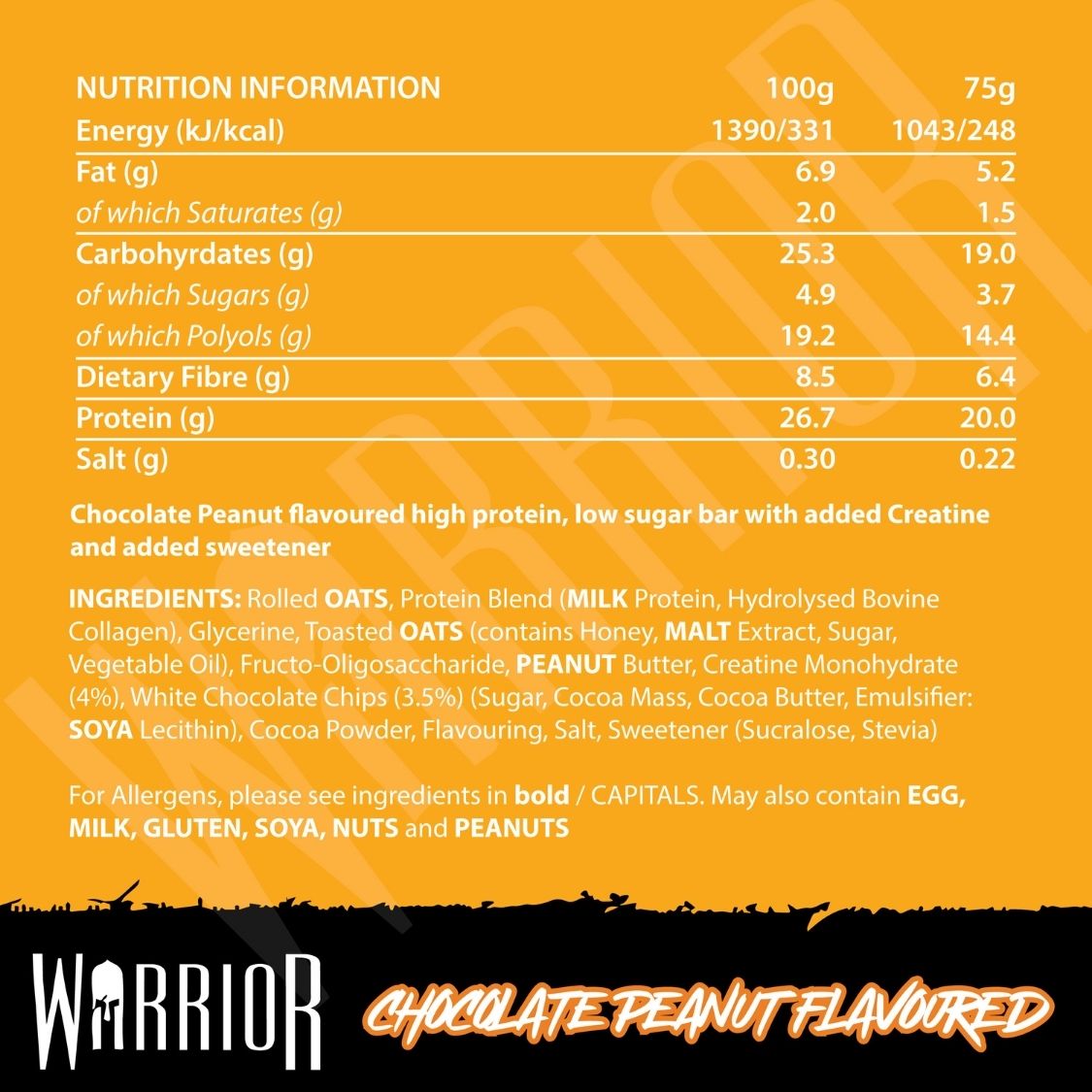 Warrior Creatine Protein Bars - 12 Bars - Strength + Muscle + Recovery