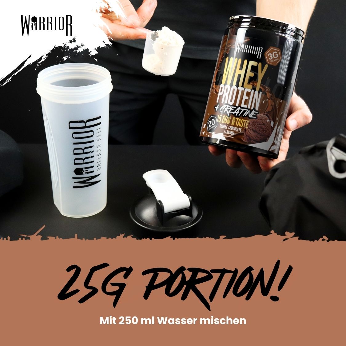 Warrior Whey Protein Plus Creatine | 500g Tubs | 20 Servings