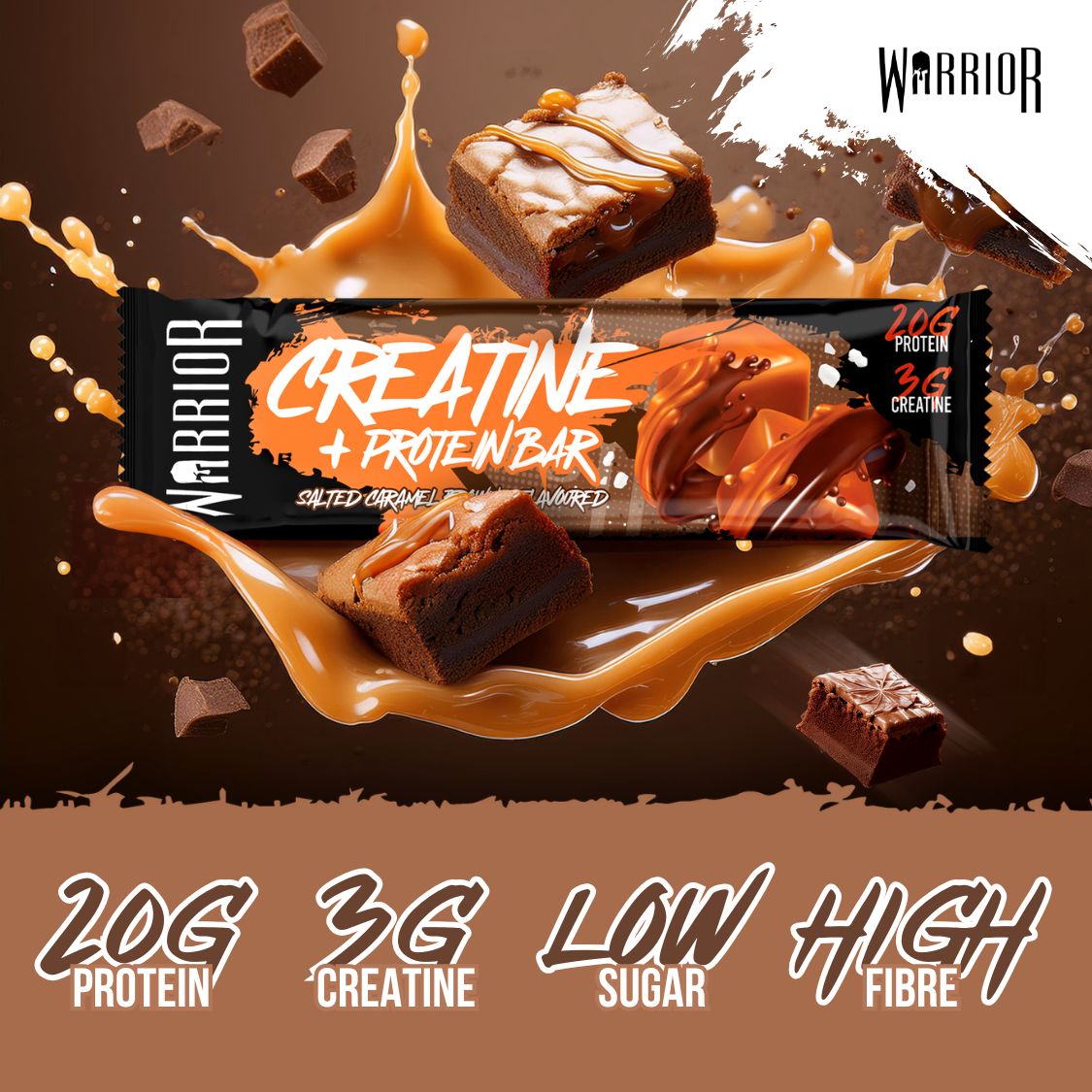 Warrior Creatine Protein Bars - 12 Bars - Strength + Muscle + Recovery