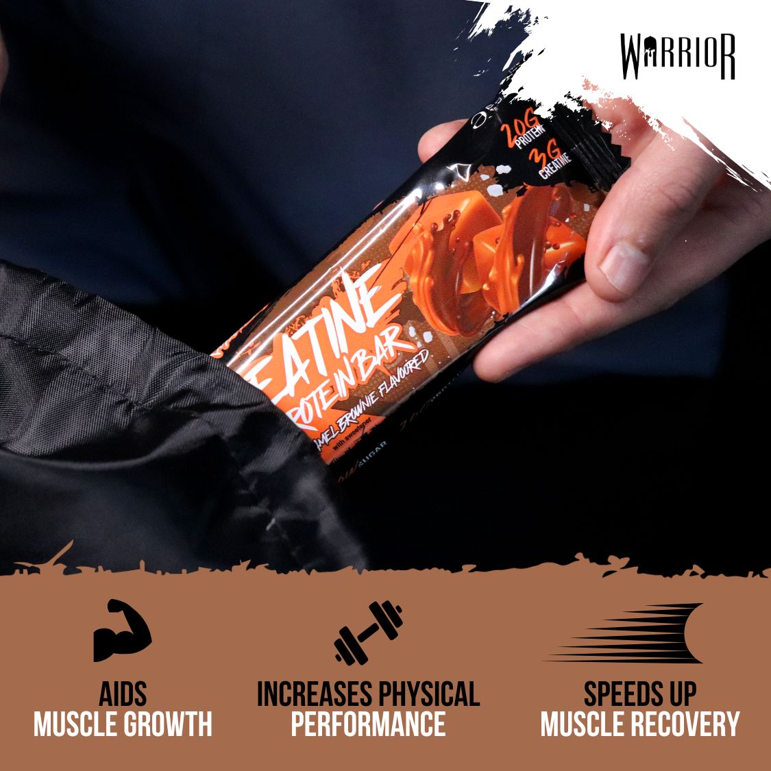 Warrior Creatine Protein Bars - 12 Bars - Strength + Muscle + Recovery