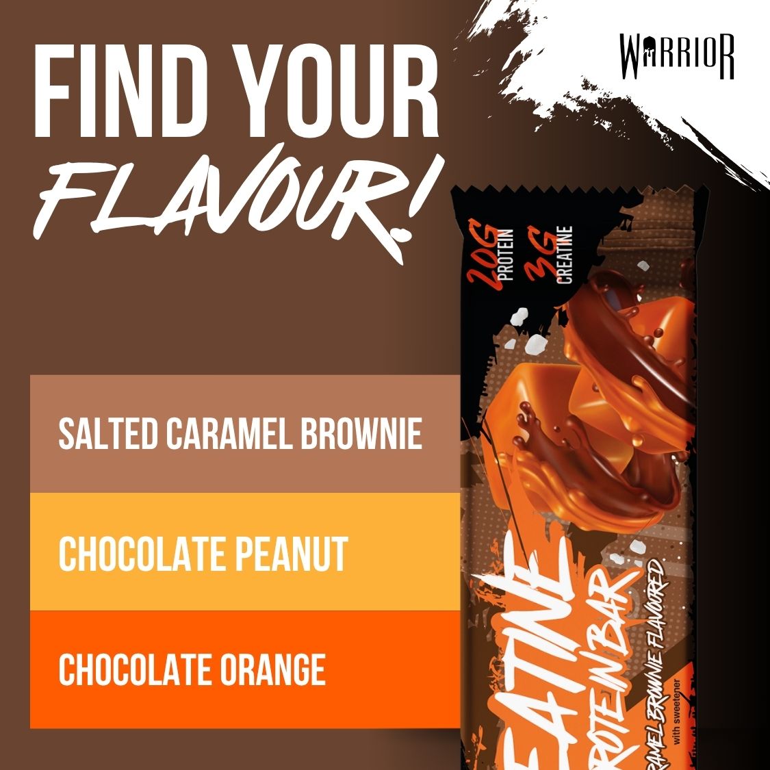 Warrior Creatine Protein Bars - 12 Bars - Strength + Muscle + Recovery