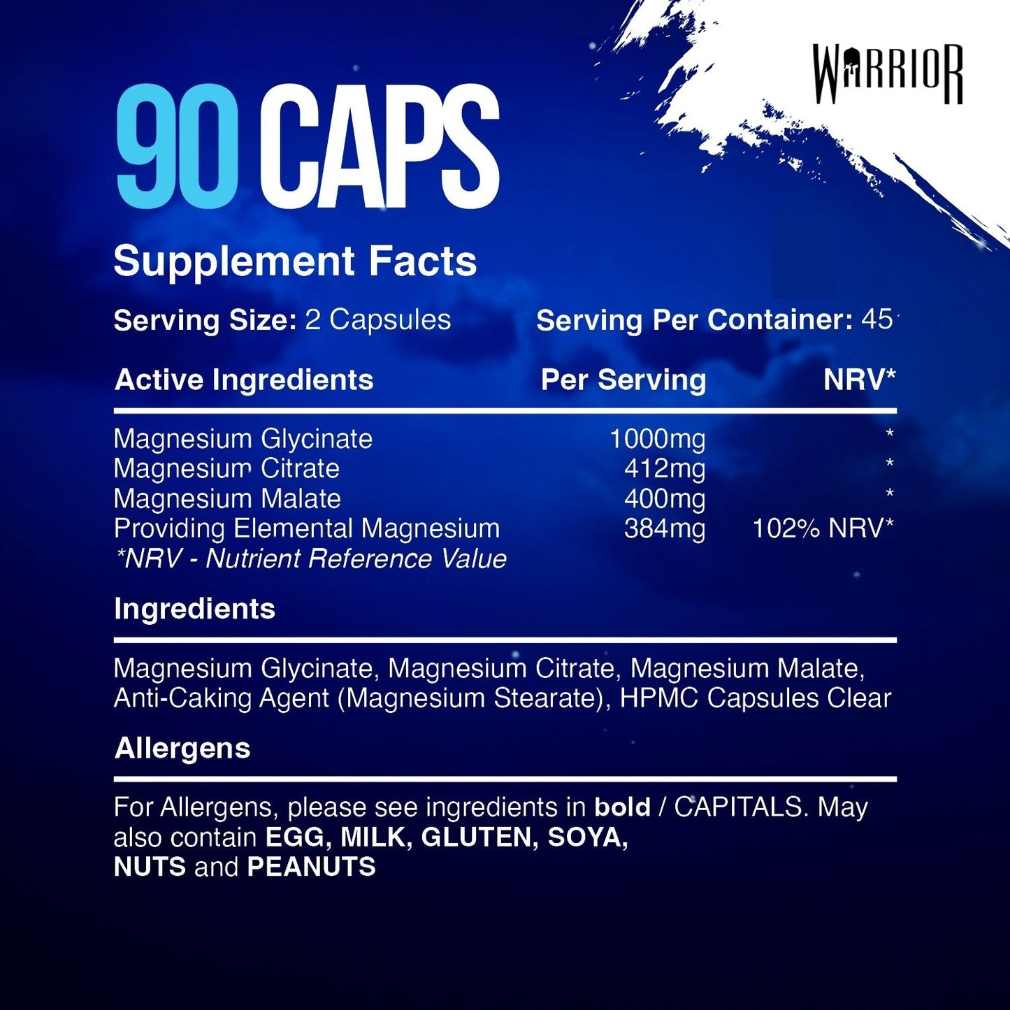 Warrior Magnesium Glycinate 3-in-1 Capsules