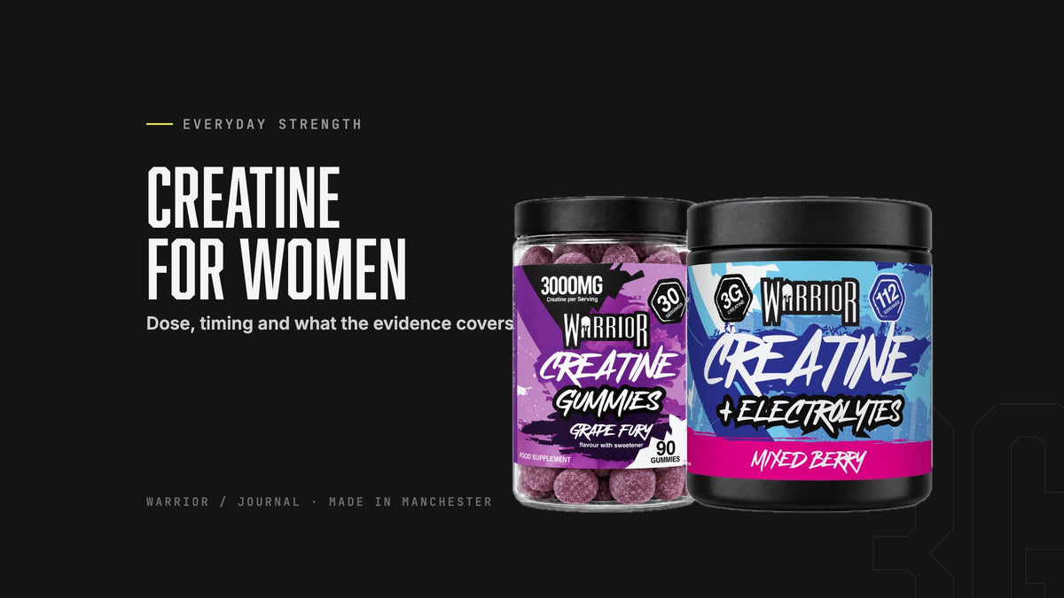 Warrior Creatine Gummies and Creatine Plus Electrolytes with the headline Creatine for women