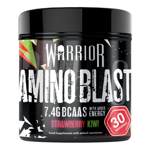 Warrior Amino Blast BCAA + energy powder tub – Strawberry Kiwi, 30 servings