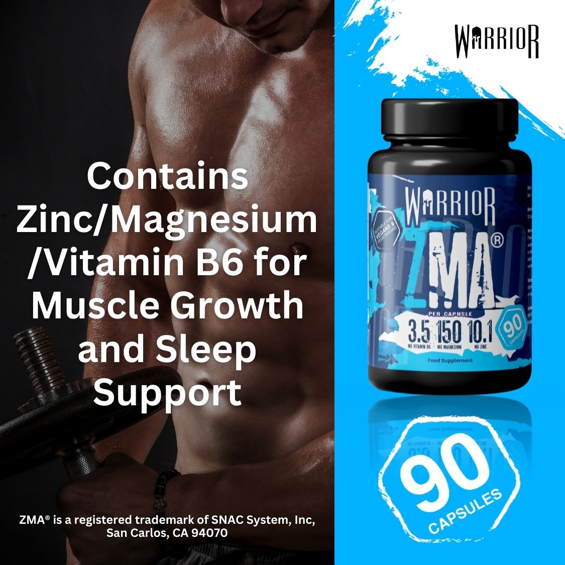 Warrior ZMA Supplement – 90 Capsules