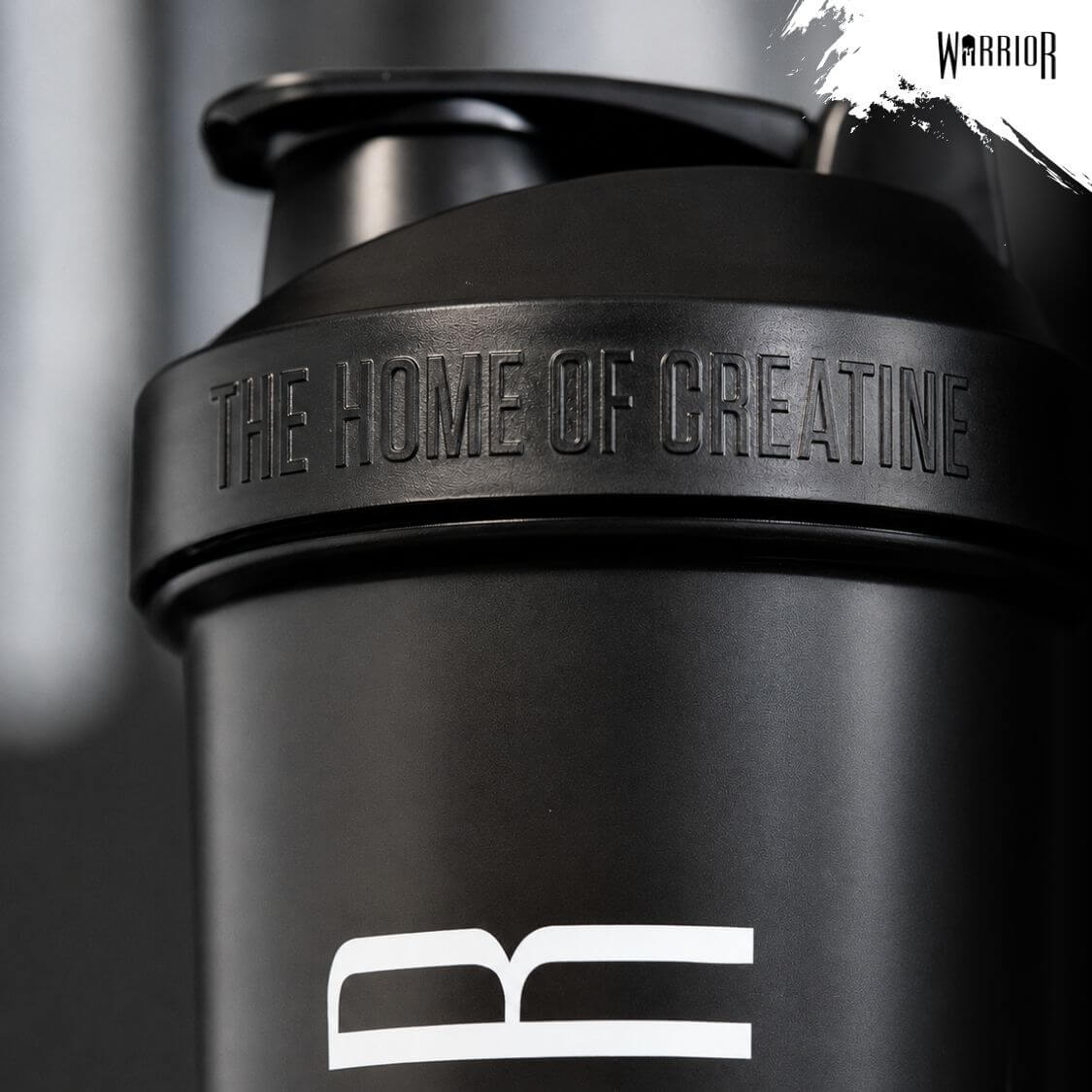 Warrior Home of Creatine Shaker – 600ml Black | Premium Leak-Proof Protein Shaker Bottle