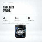 Warrior Aminos BCAA + Electrolyte Powder – 360g (30 Servings), Blue Raspberry: macro callout