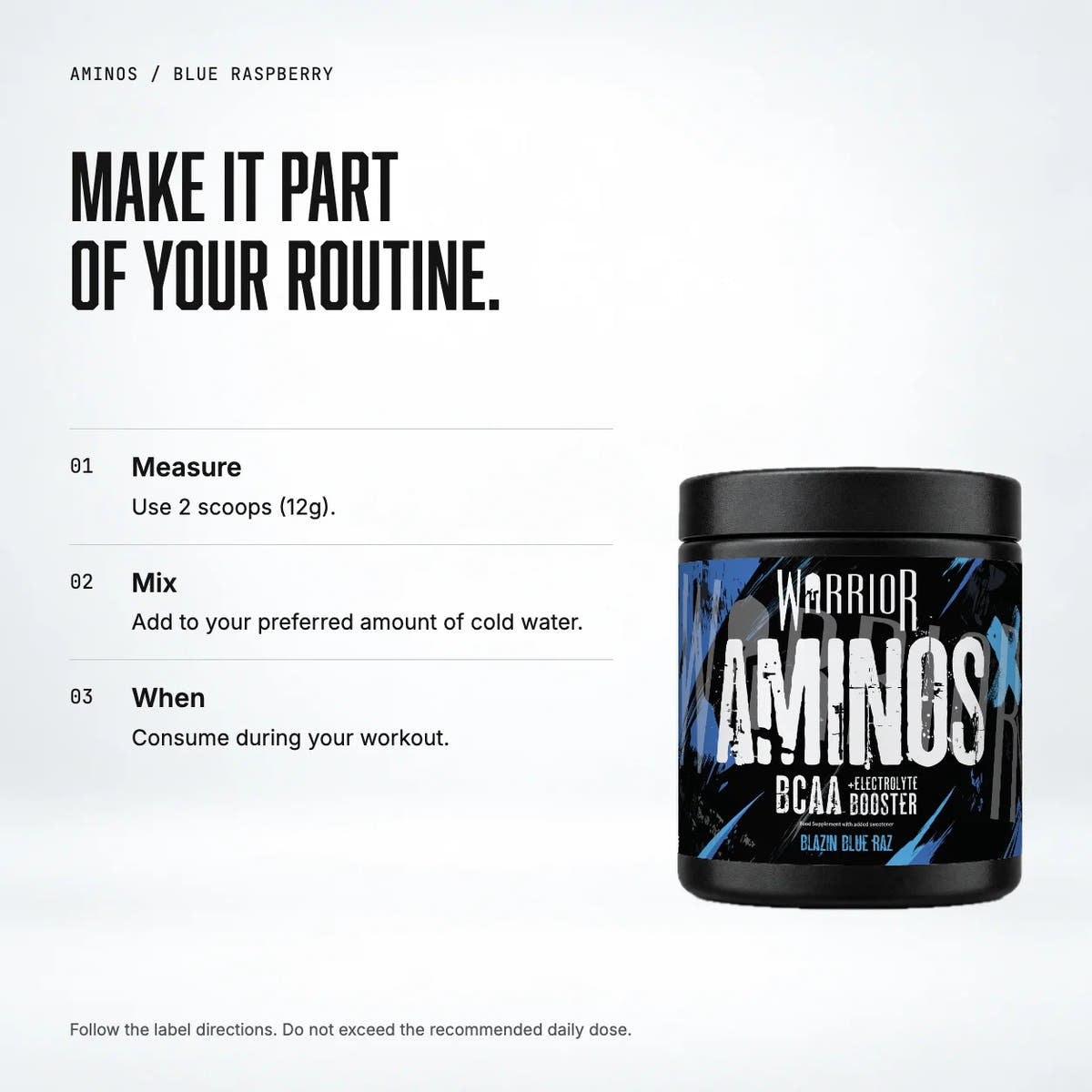 Warrior Aminos BCAA + Electrolyte Powder – 360g (30 Servings), Blue Raspberry: when to take