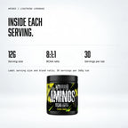 Warrior Aminos BCAA + Electrolyte Powder – 360g (30 Servings), Lightning Lemonade: macro callout