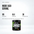 Warrior Aminos BCAA + Electrolyte Powder – 360g (30 Servings), Watermelon: macro callout