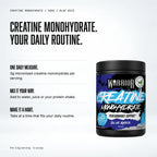 Warrior Creatine Monohydrate Powder, 500g / Blue Razz: benefits