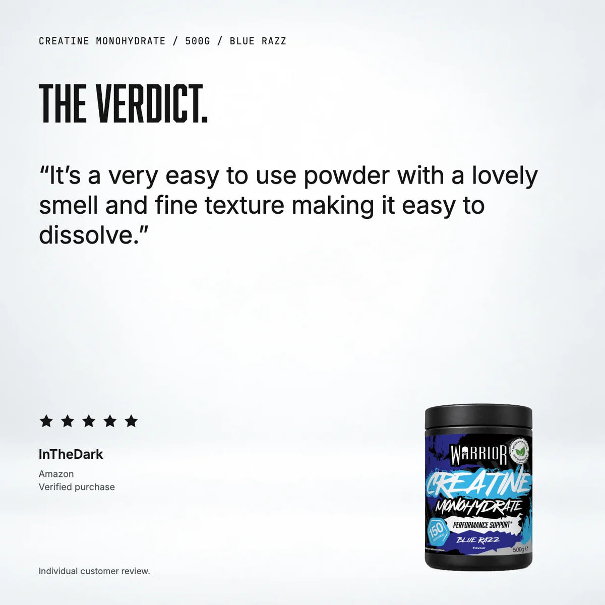 Warrior Creatine Monohydrate Powder, 500g / Blue Razz: customer review