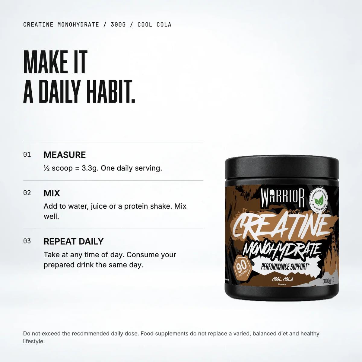 Warrior Creatine Monohydrate Powder, 300g / Cool Cola: when to take