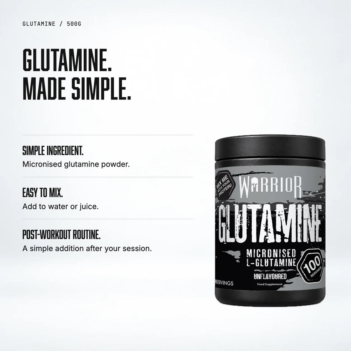 Warrior Glutamine Powder, 500g: benefits