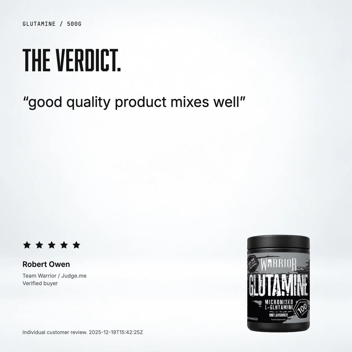 Warrior Glutamine Powder, 500g: customer review