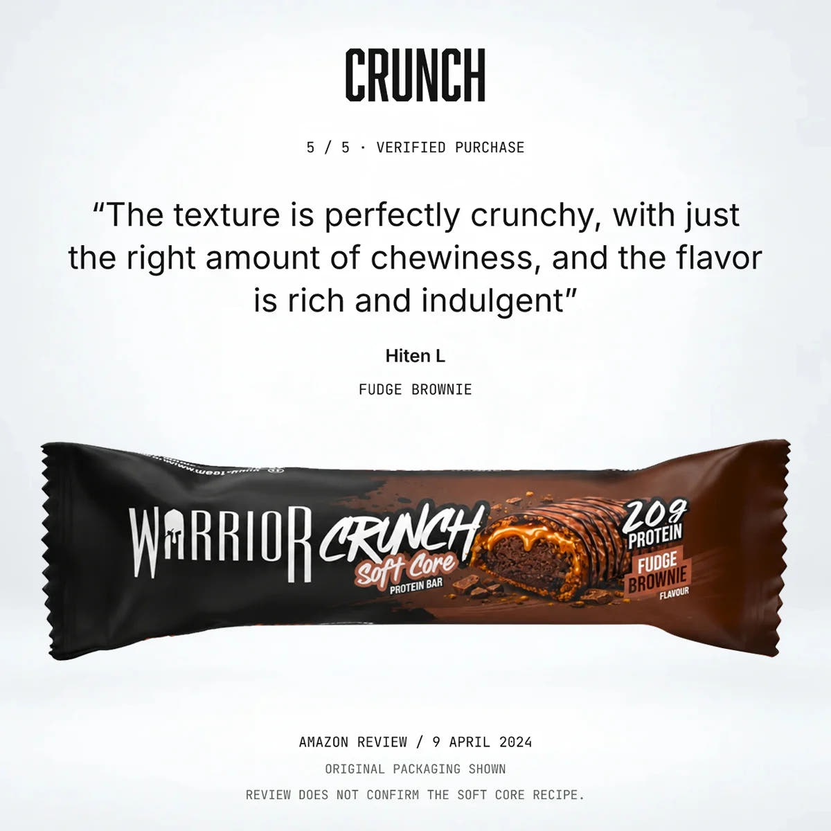 Warrior Crunch Soft Core Protein Bar, Fudge Brownie: customer review
