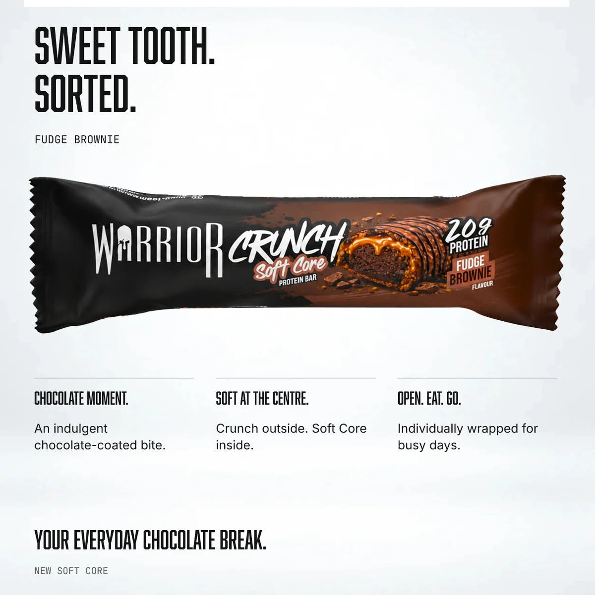 Warrior Crunch Soft Core Protein Bar, Fudge Brownie: Soft Core benefits