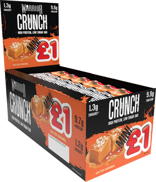 Warrior Crunch Mini Protein Bars - Low Sugar, Low Carb, Low Calorie - Salted Caramel