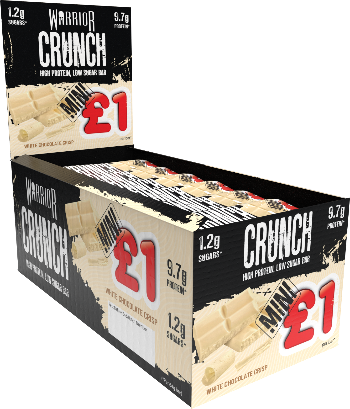 Warrior Crunch Mini Protein Bars - Low Sugar, Low Carb, Low Calorie - White Chocolate