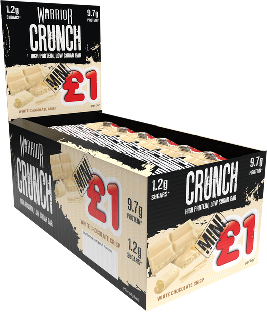 Warrior Crunch Mini Protein Bars - Low Sugar, Low Carb, Low Calorie - White Chocolate