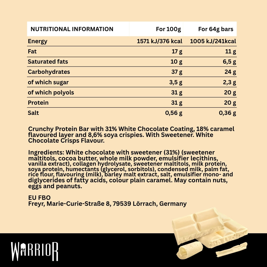 Warrior Crunch Protein Bar marketing graphic of a boxer and man eating bar, Protein For Your Fighting Spirit