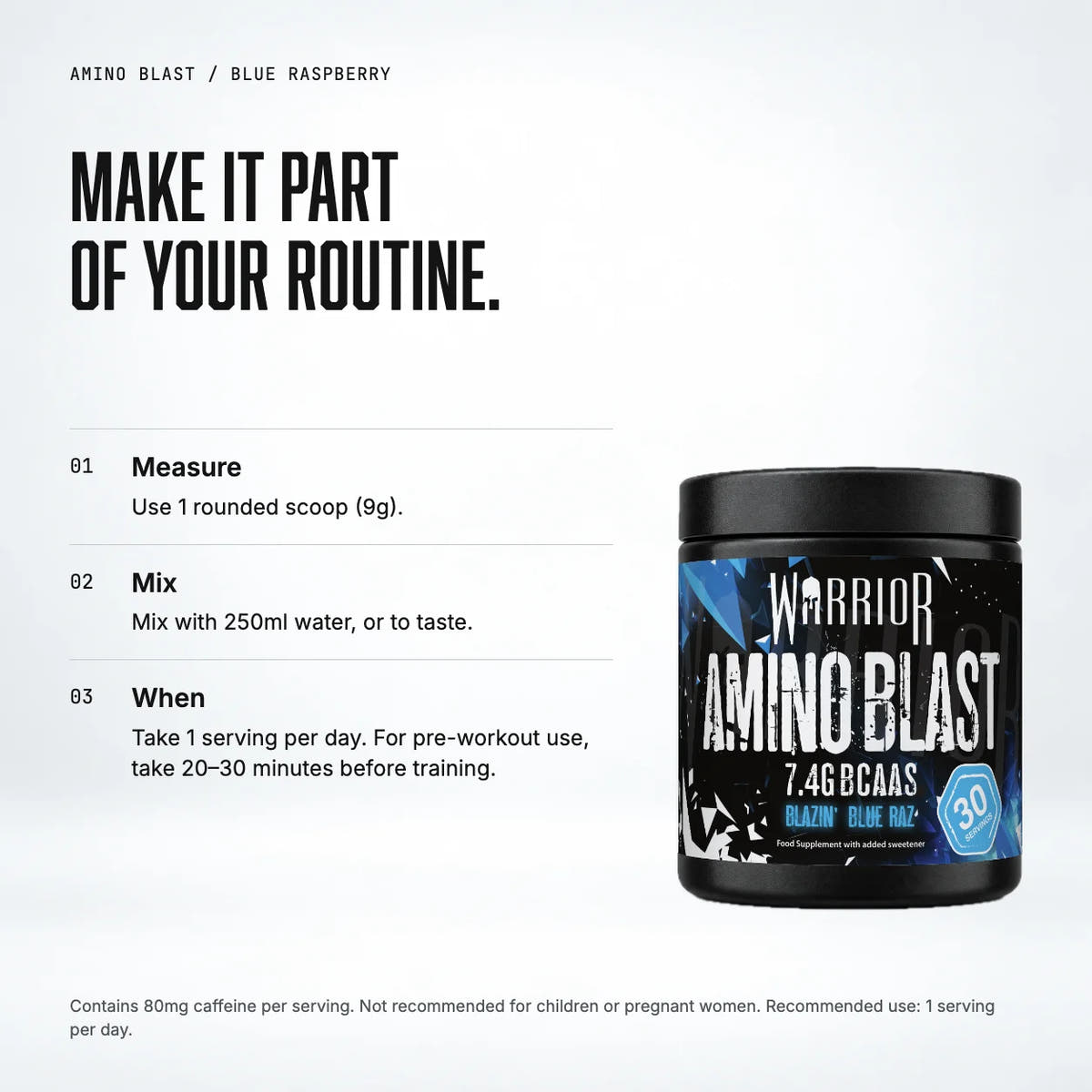 Warrior Amino Blast BCAA + Energy Powder – 270g (30 Servings), Blue Raspberry: when to take