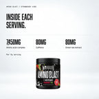 Warrior Amino Blast BCAA + Energy Powder – 270g (30 Servings), Strawberry Kiwi: macro callout