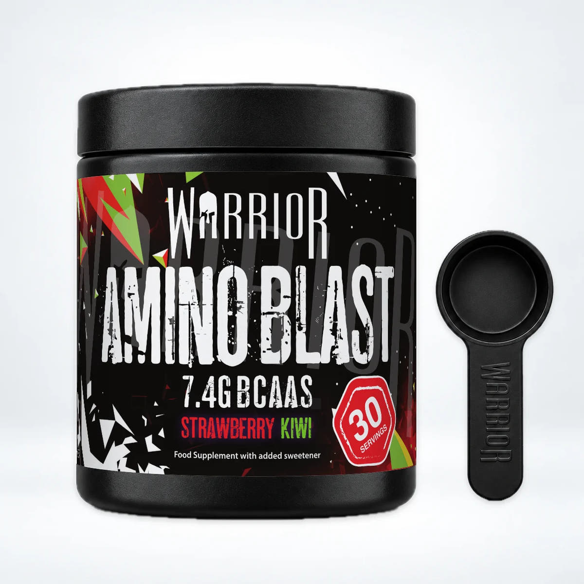 Warrior Amino Blast BCAA + Energy Powder – 270g (30 Servings), Strawberry Kiwi: pack shot