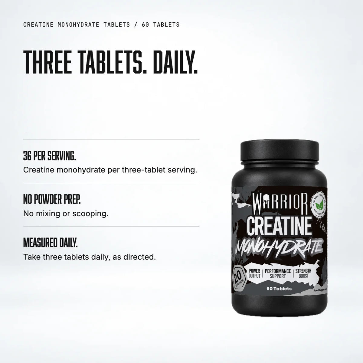 Warrior Creatine Monohydrate Tablets, 60 Tabs: benefits