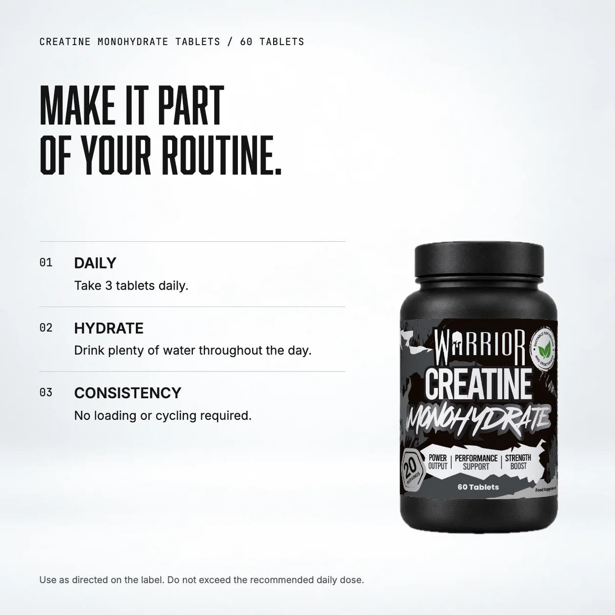 Warrior Creatine Monohydrate Tablets, 60 Tabs: when to take