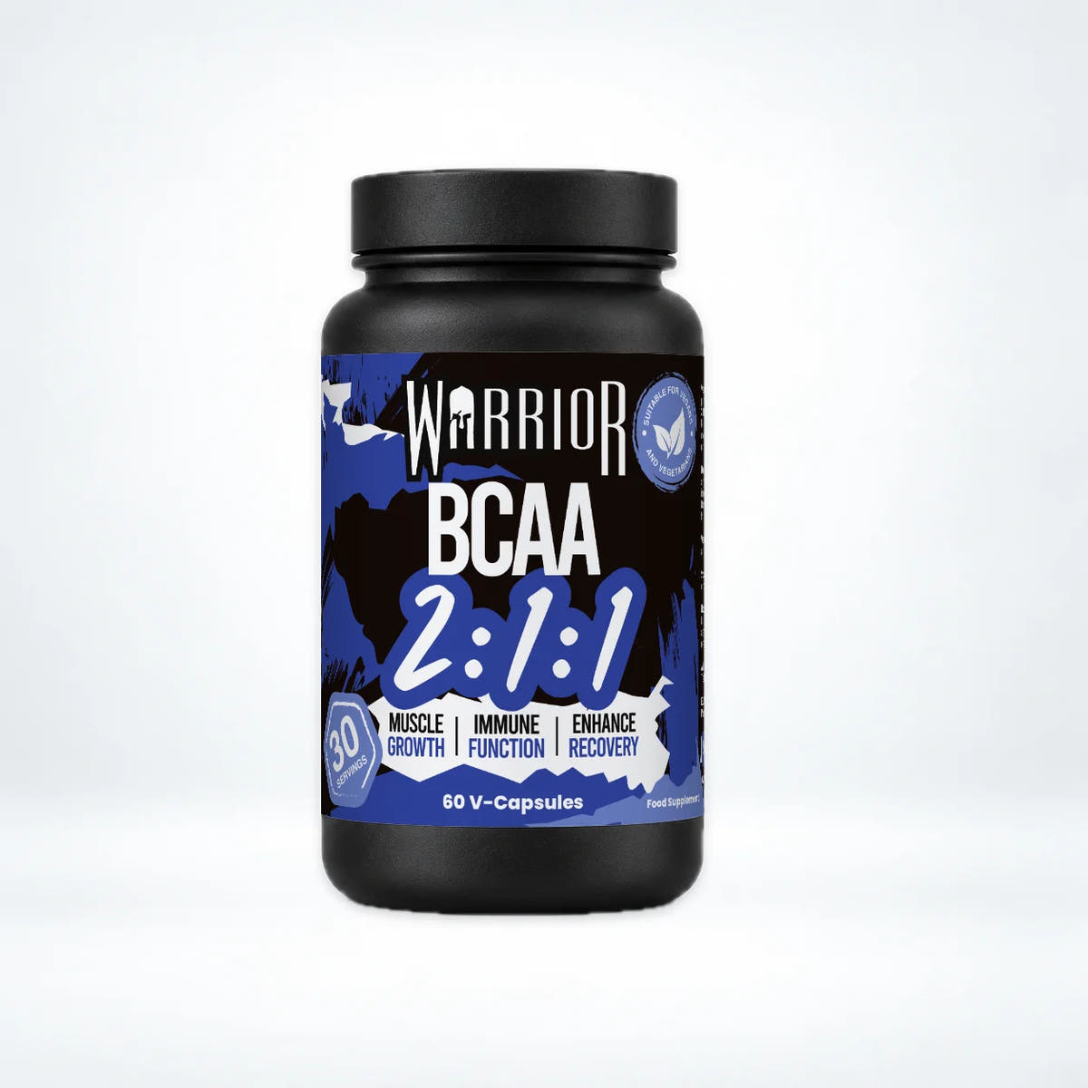 Warrior BCAA 2:1:1 – 2000mg with Vitamin B6 – 60 Vegan Capsules: pack shot