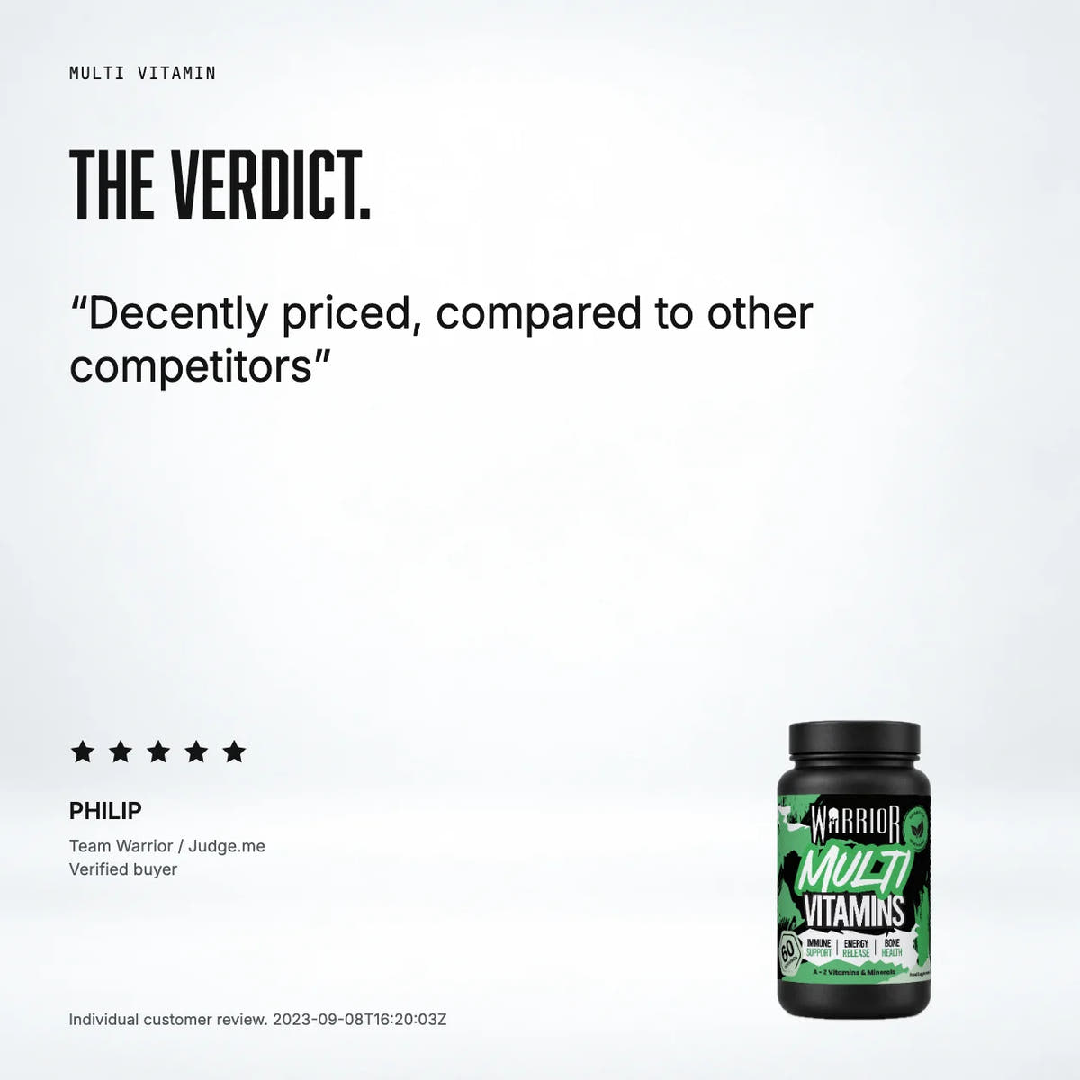 Warrior Multi Vitamin: customer review