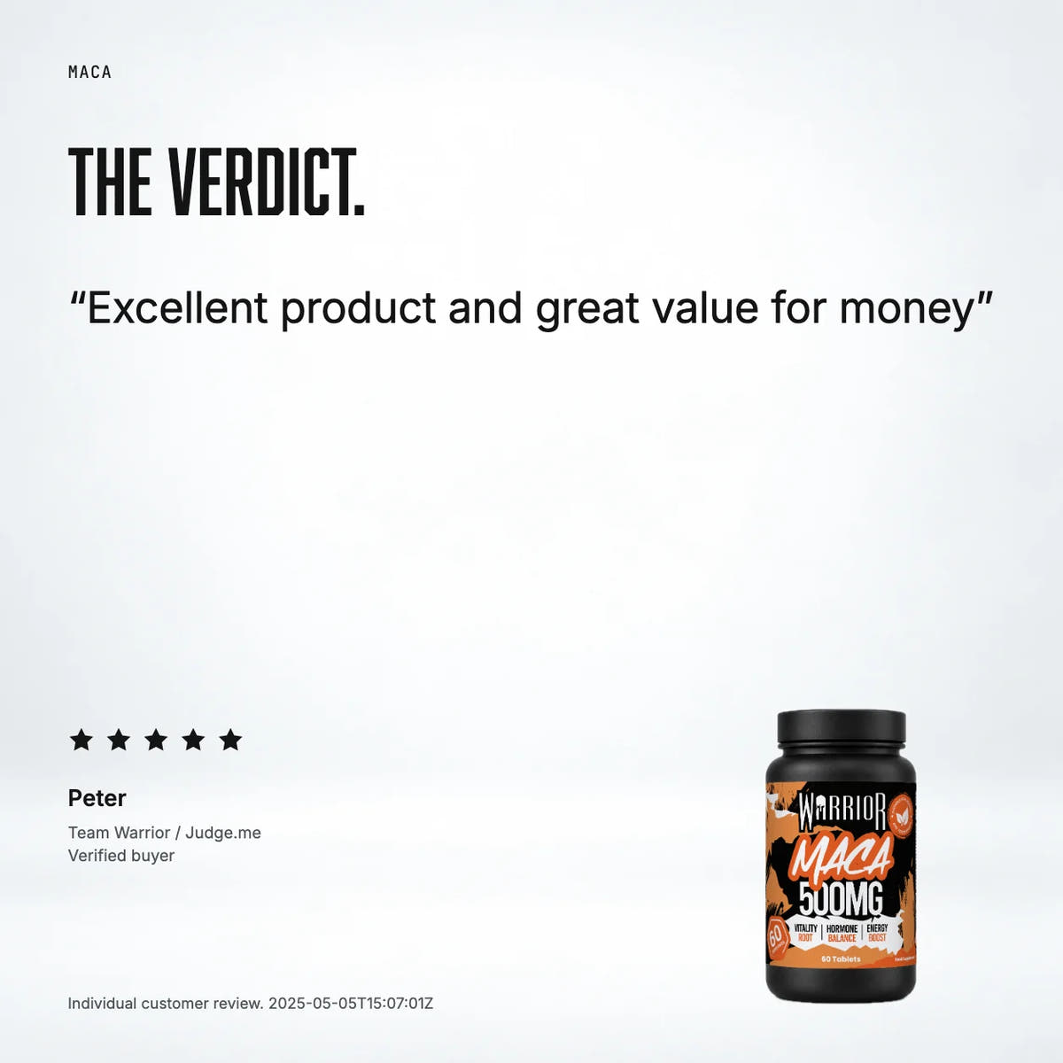 Warrior Maca – 500mg Tablets (60 Tablets): customer review
