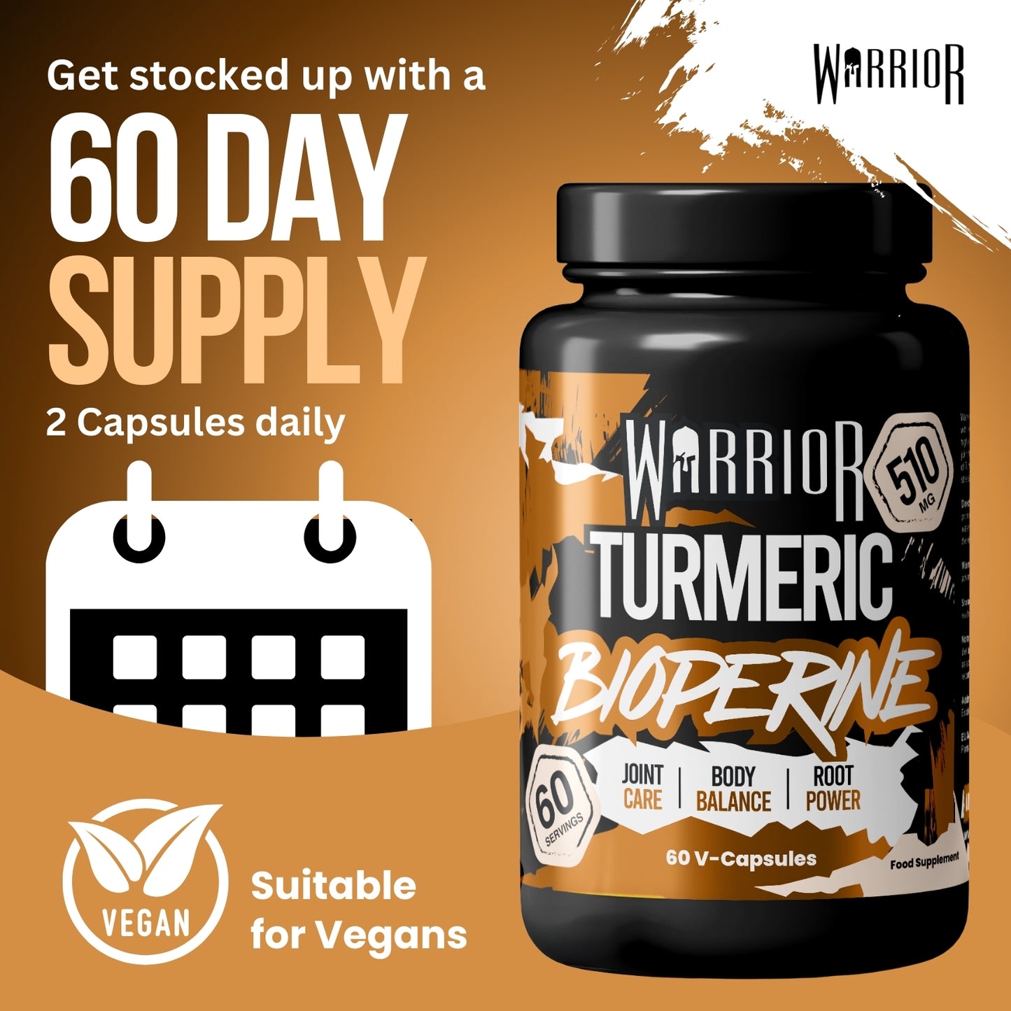 Warrior Turmeric with Bioperine 510mg - 60 Vegan Caps