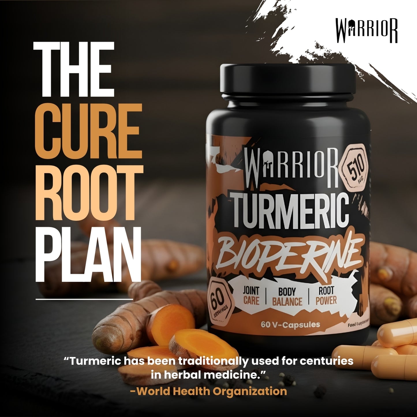 Warrior Turmeric with Bioperine 510mg - 60 Vegan Caps