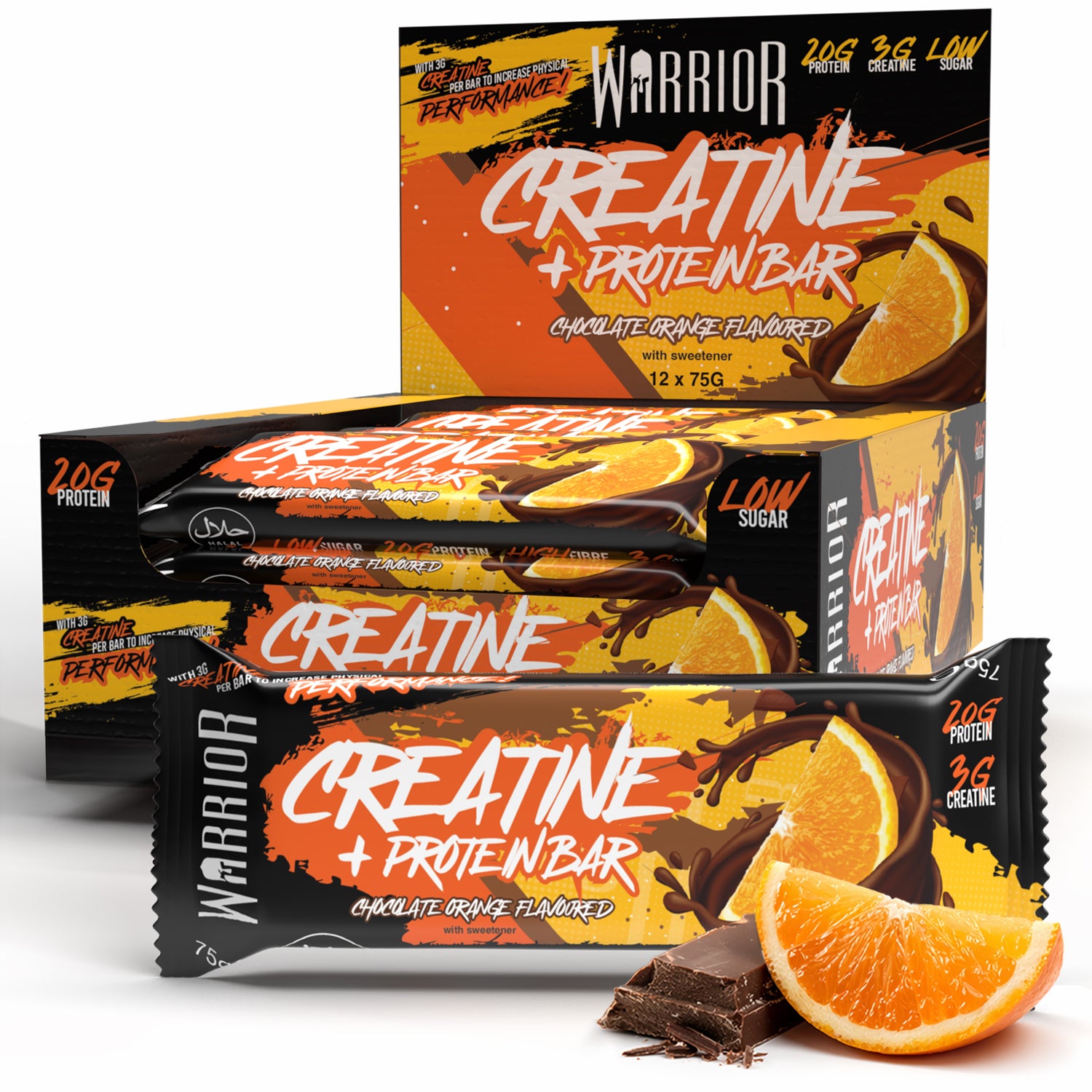Warrior Creatine Protein Bars - 12 Bars - Strength + Muscle + Recovery