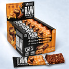 Warrior RAW Protein Oat Bar Chocolate Peanut Butter, display box and opened bar